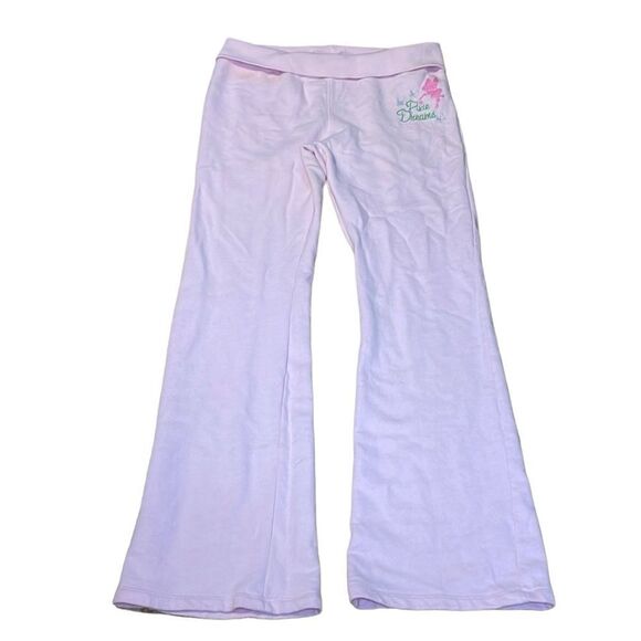 Disney Store exclusive Pink Print cue Dreams Flare Joggers, Tinkerbell, Large - Picture 1 of 10